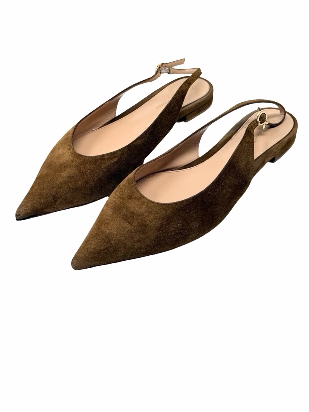 Gianvito Rossi Robbie 05 Slingback Flats Size IT 39.5 Brown Suede Quiet Luxury